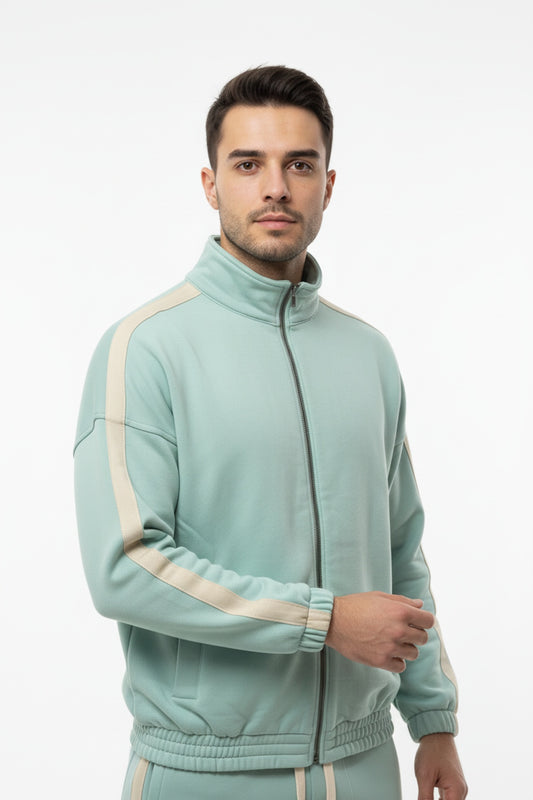 Erkek Kolları Şeritli Ceket  Mint