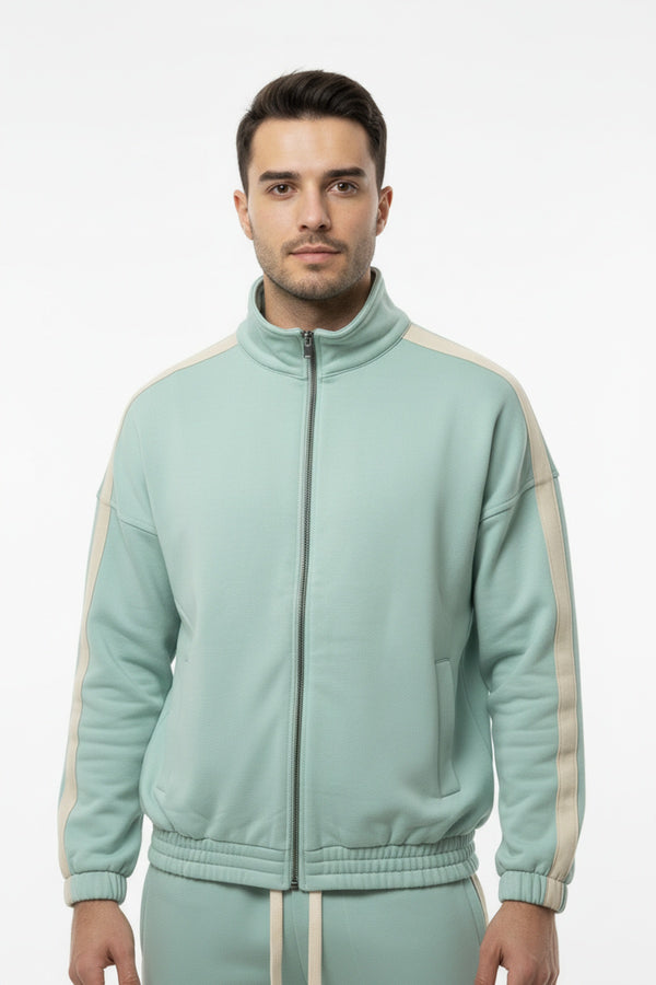 Erkek Kolları Şeritli Ceket  Mint