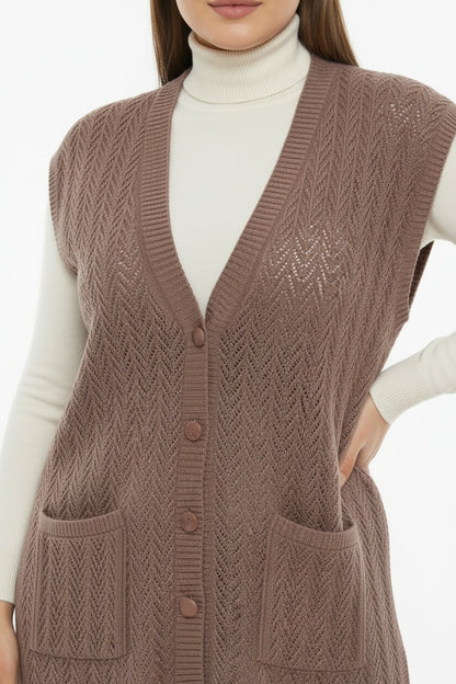 Büyük Beden Yelek  Açık Kahverengi