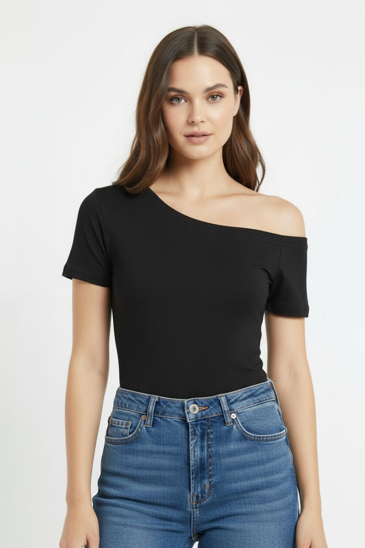Kadın Düşük Omuzlu Bady Bluz  Siyah