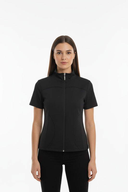 Kadın Kısa Kol Dalgıç Kumaş Ceket  Siyah