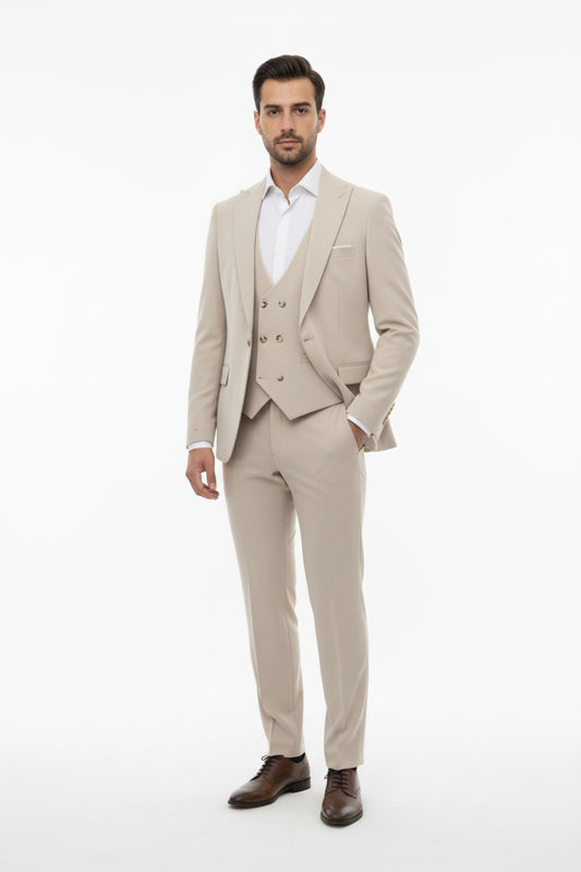 Erkek Petek 3Lü Takım  Bej