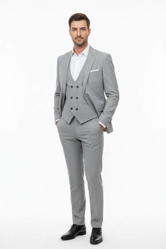 Erkek Mega 3Lü Takım  Açık Gri