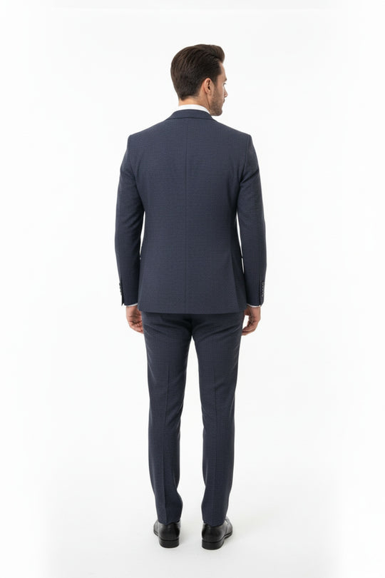 Erkek Zegna Kırçıllı 3Lü Takım  Lacivert