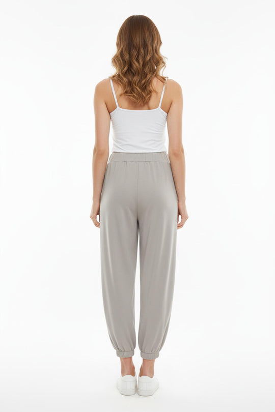 Kadın Paça Lastikli Viskon Şalvar  Gri