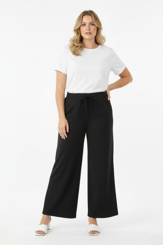 Büyük Beden Battal Boy Bel Lastikli Pantolon  Siyah