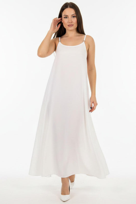 Kadın İp Askılı Elbise  Ekru