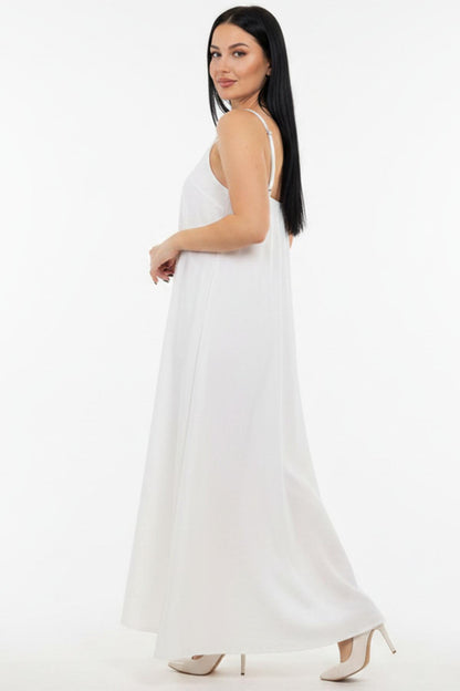 Kadın İp Askılı Elbise  Ekru