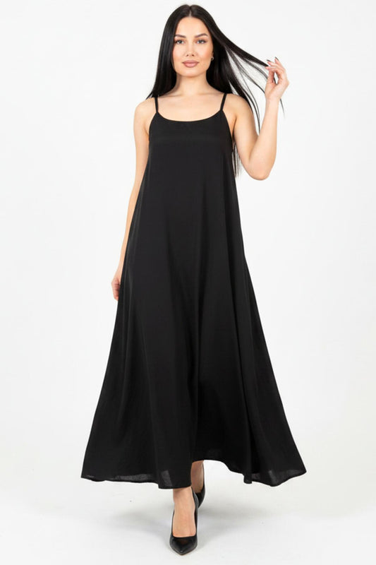 Kadın İp Askılı Elbise  Siyah