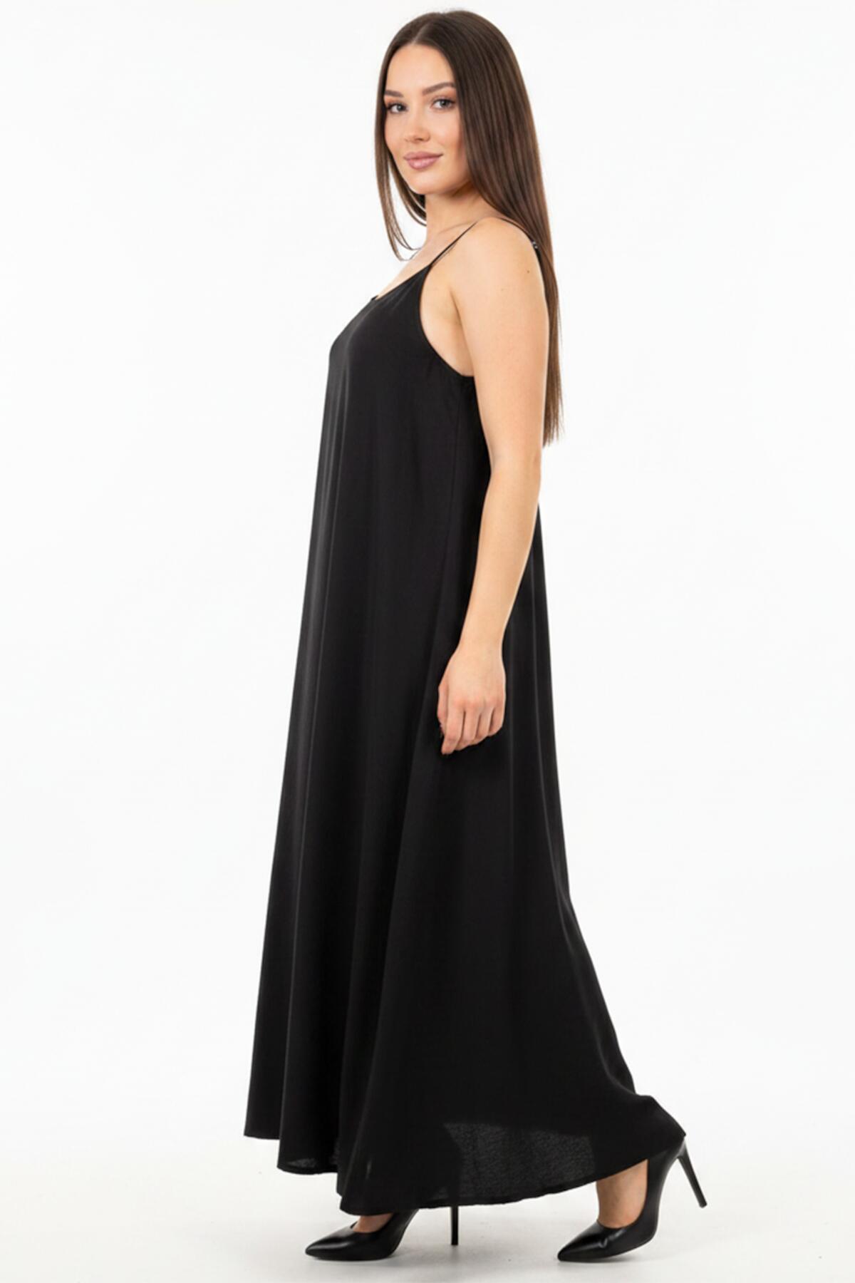 Kadın İp Askılı Elbise  Siyah