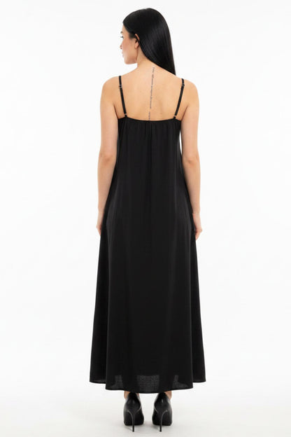 Kadın İp Askılı Elbise  Siyah