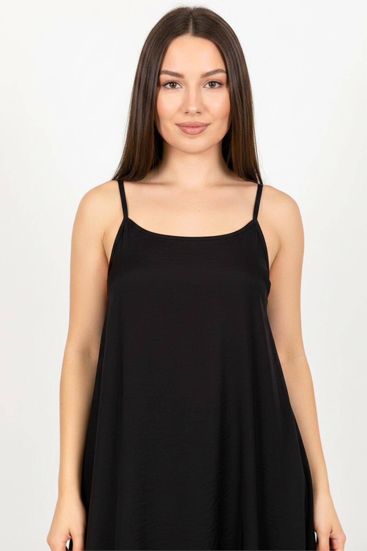 Kadın İp Askılı Elbise  Siyah