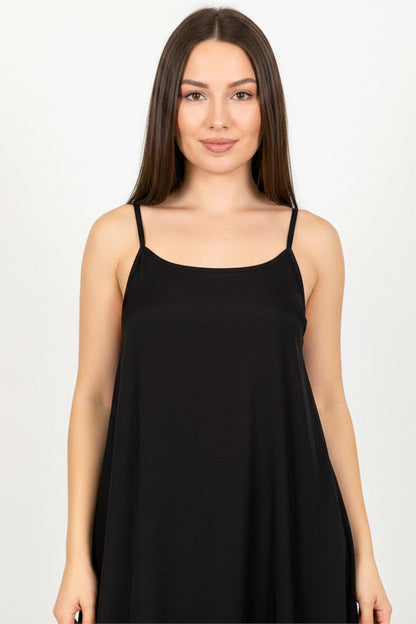 Kadın İp Askılı Elbise  Siyah