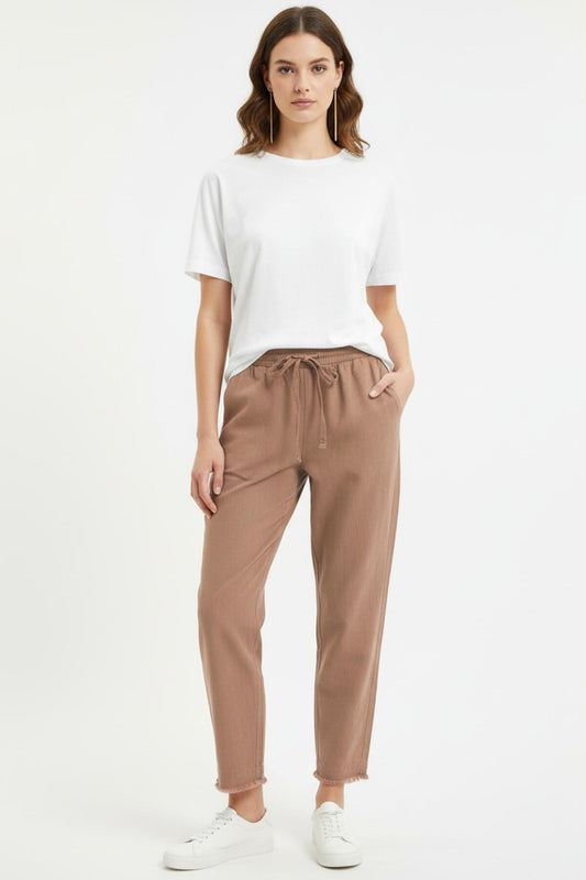 Kadın Paça Püsküllü Pantolon  Kahverengi