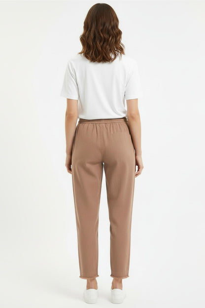 Kadın Paça Püsküllü Pantolon  Kahverengi