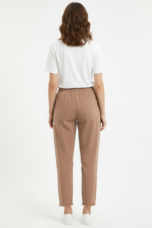 Kadın Paça Püsküllü Pantolon  Kahverengi