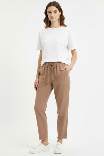 Kadın Paça Püsküllü Pantolon  Kahverengi