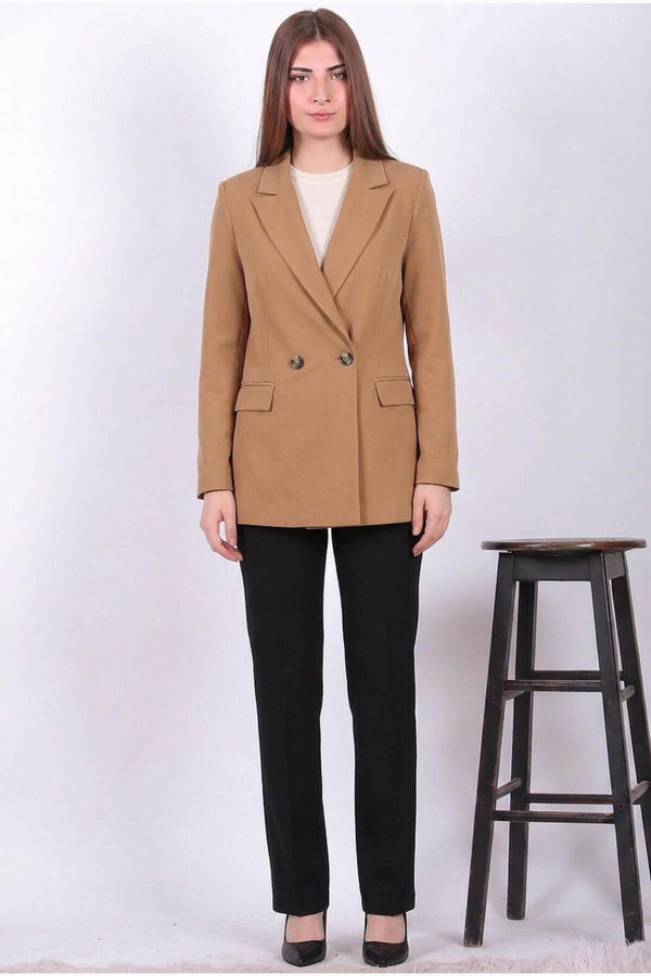 Kadın Ajlan Blazer Ceket  Taba