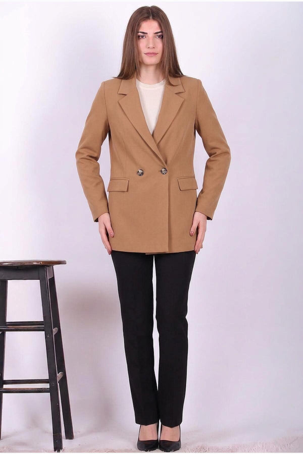 Kadın Ajlan Blazer Ceket  Taba