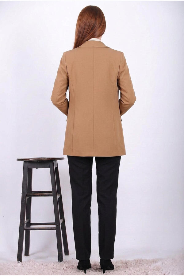 Kadın Ajlan Blazer Ceket  Taba