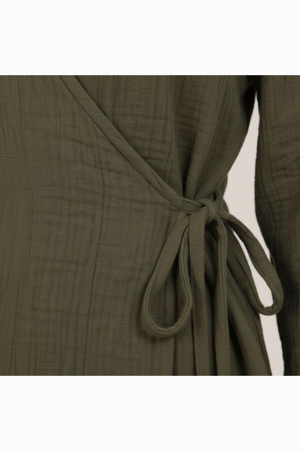 Kadın Müslin Kruvaze Kimono Tunik  Haki