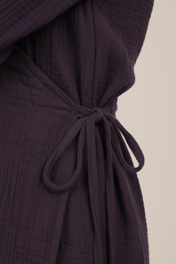Kadın Müslin Kruvaze Kimono Tunik  Mürdüm