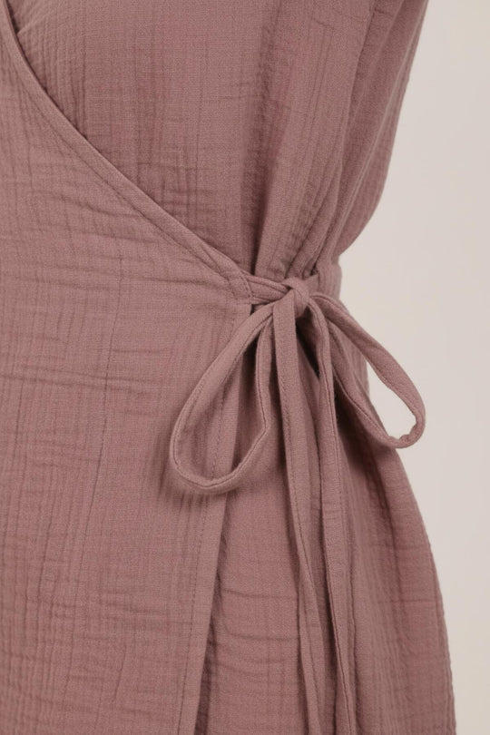Kadın Müslin Kruvaze Kimono Tunik  Pembe