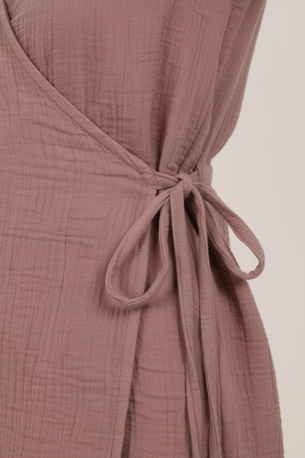 Kadın Müslin Kruvaze Kimono Tunik  Pembe