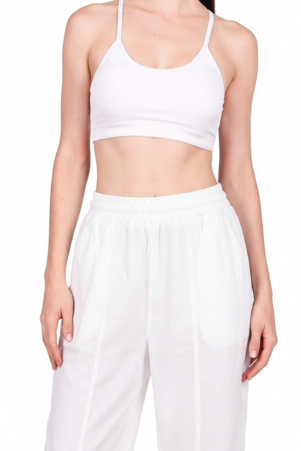 Kadın Tencel Çimalı Balon Pantolon  Beyaz