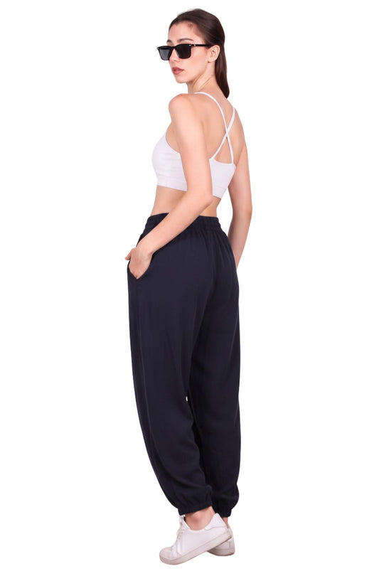 Kadın Tencel Çimalı Balon Pantolon  Lacivert