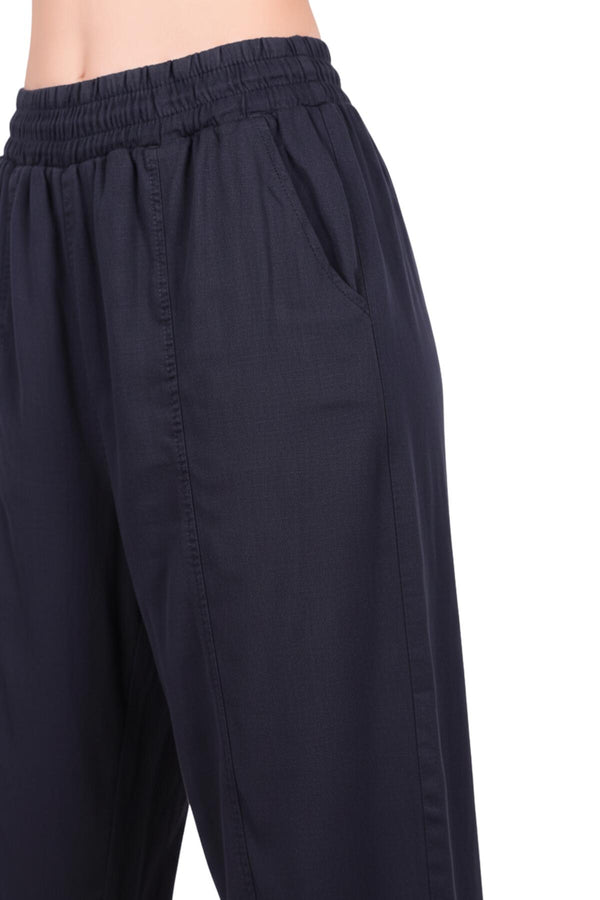Kadın Tencel Çimalı Balon Pantolon  Lacivert
