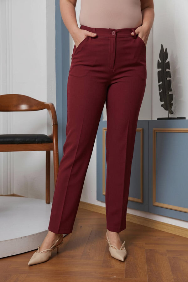 Büyük Beden Kumaş Pantolon  Bordo