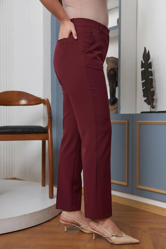 Büyük Beden Kumaş Pantolon  Bordo