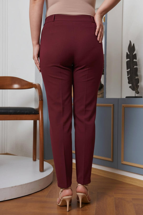 Büyük Beden Kumaş Pantolon  Bordo