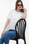 Kadın Tencel Garnili Bluz  Ekru