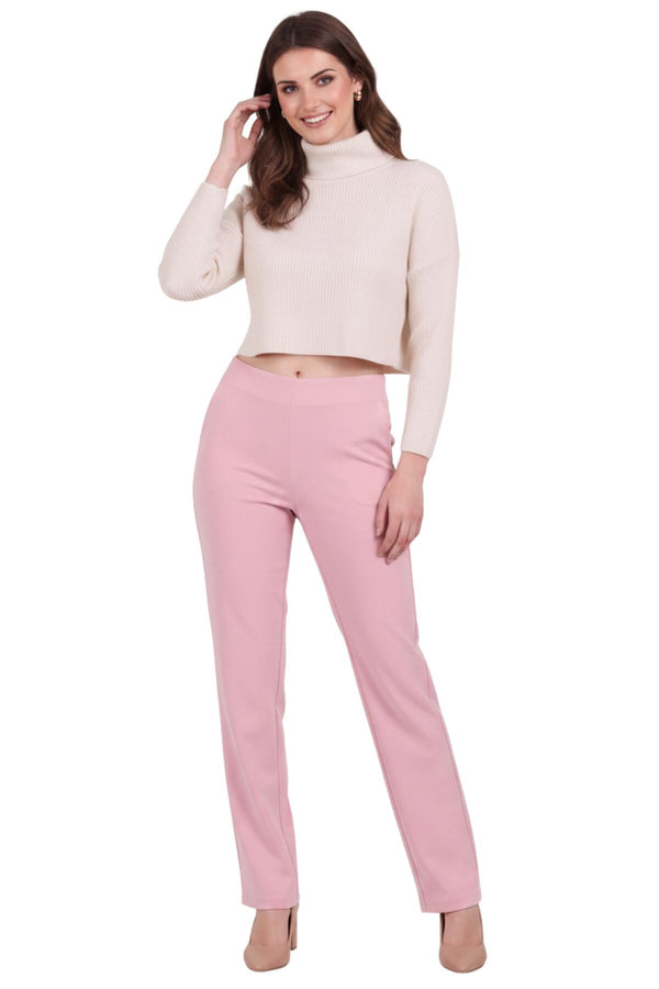 Kadın Bel Lastikli Bol Paça Pantolon  Pembe