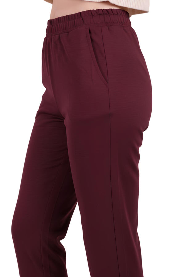Kadın Paça Pensli Pantolon  Bordo