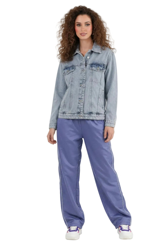 Kadın Oversize Kot Ceket  Açık Gri