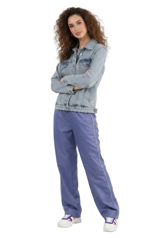 Kadın Oversize Kot Ceket  Açık Gri