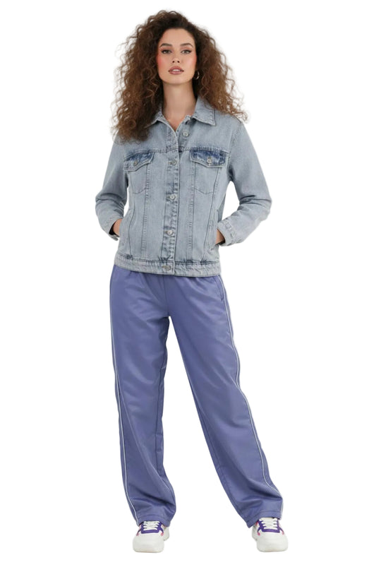 Kadın Oversize Kot Ceket  Açık Gri