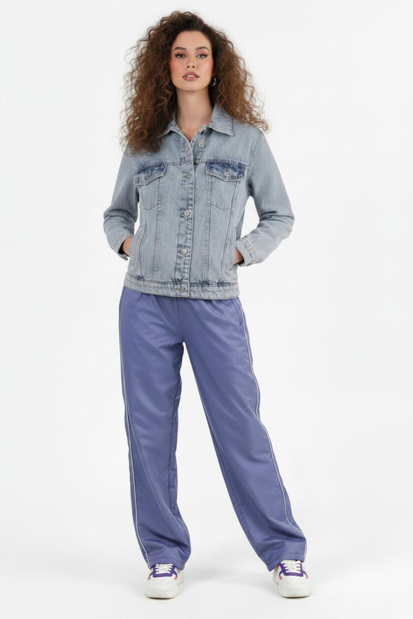 Kadın Oversize Kot Ceket  Açık Gri