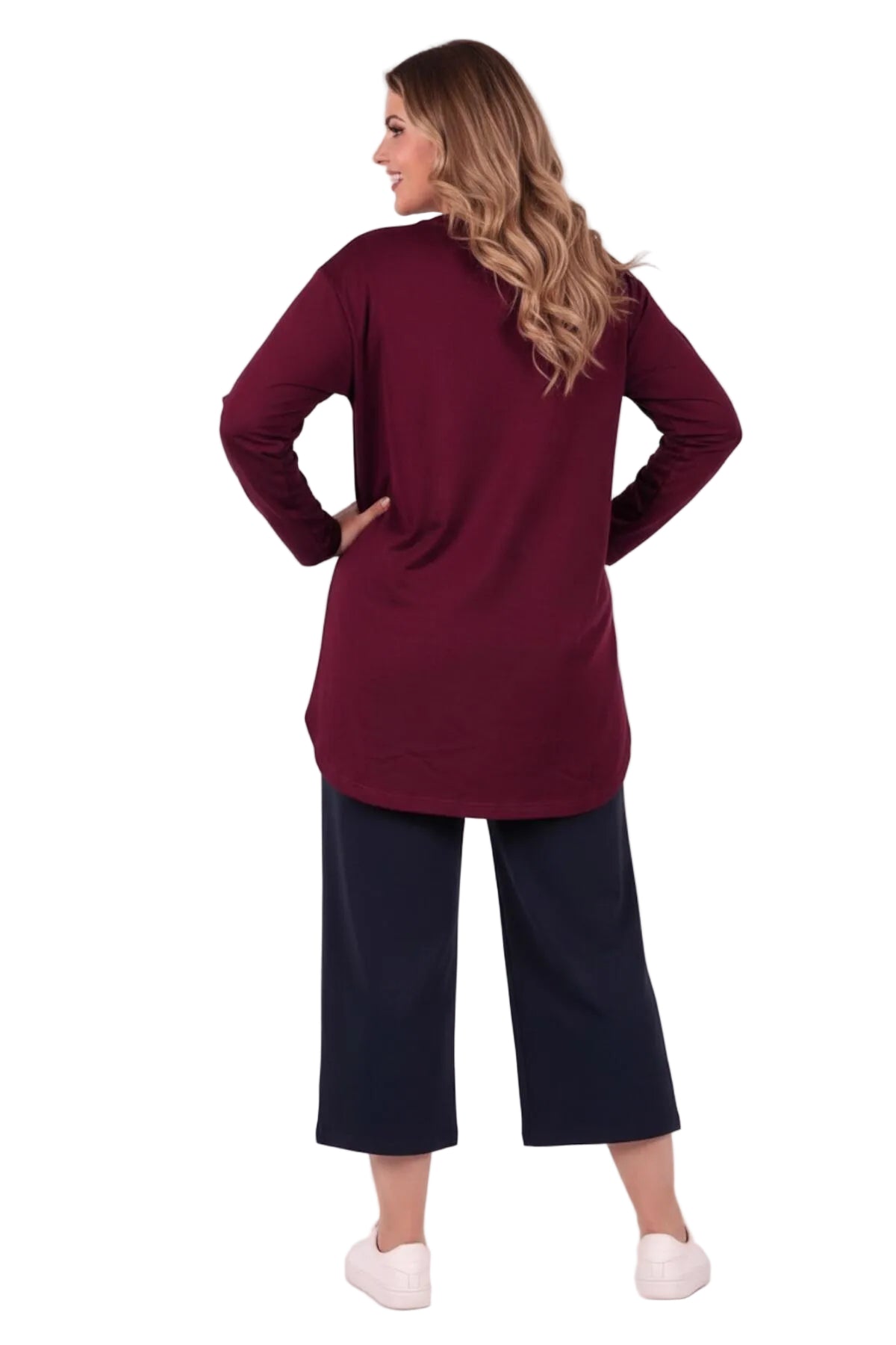 Büyük Beden Yırtmaçlı Tunik Bluz  Bordo