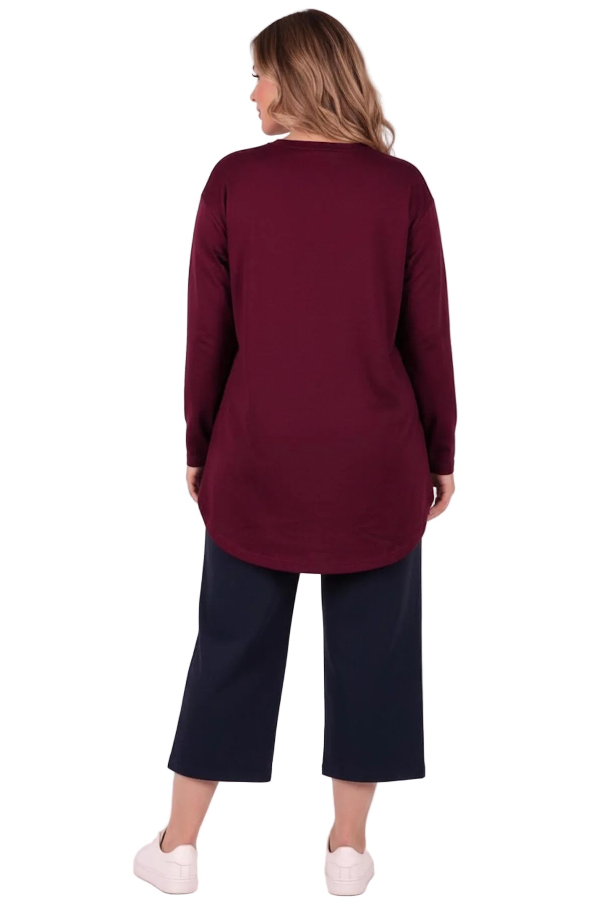 Büyük Beden Yırtmaçlı Tunik Bluz  Bordo
