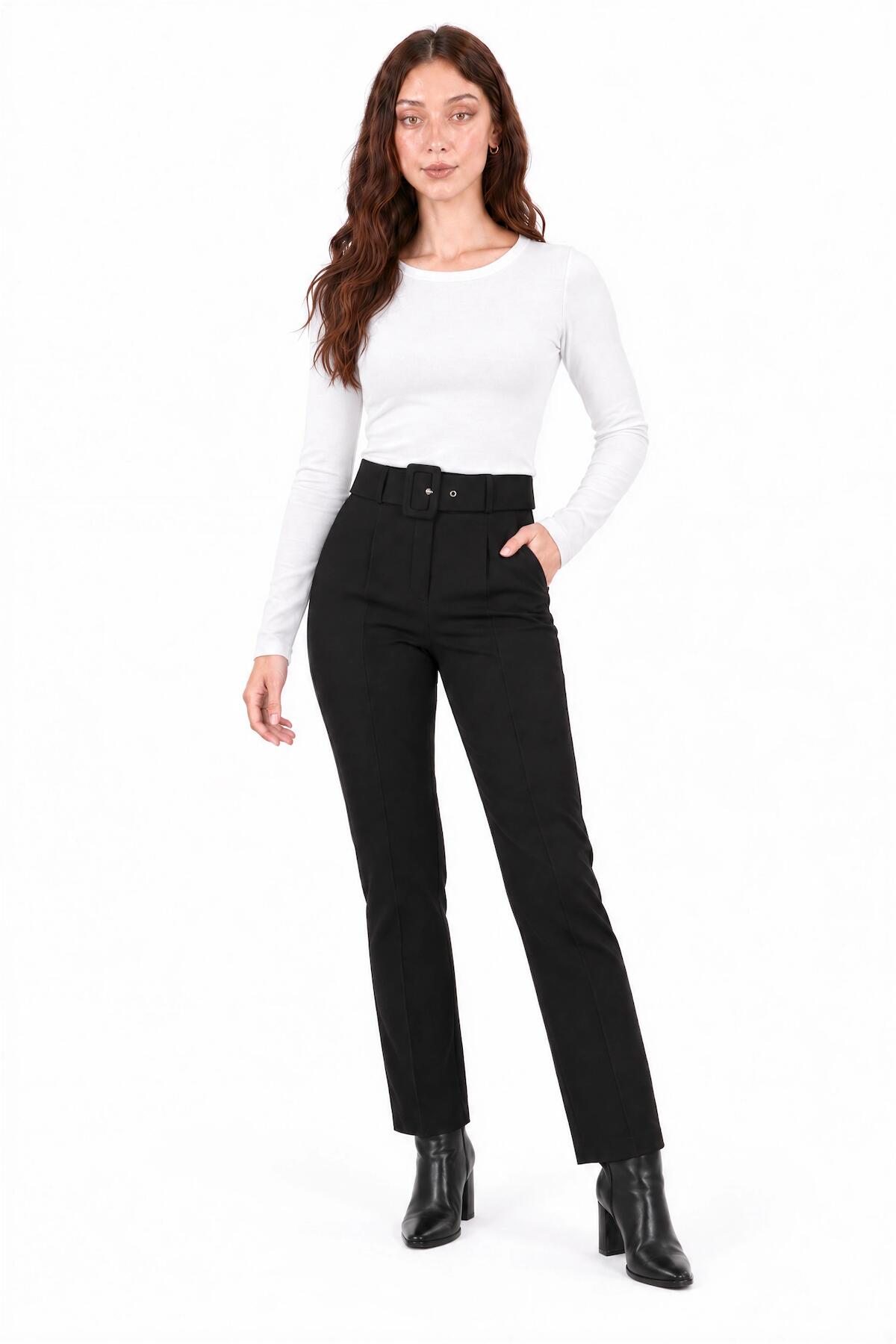 Kadın Parmak Geçmali Crop Bluz  Ekru