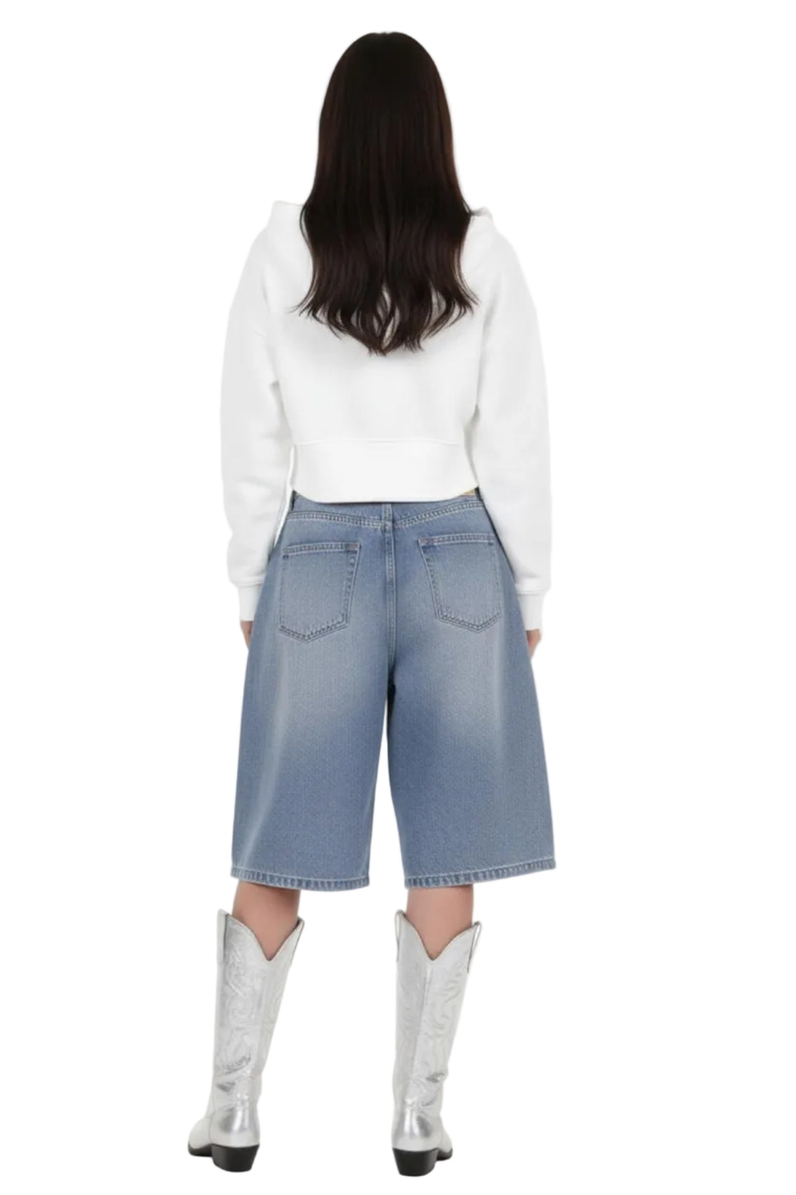 Kadın Fermuarlı Crop Sweat  Ekru