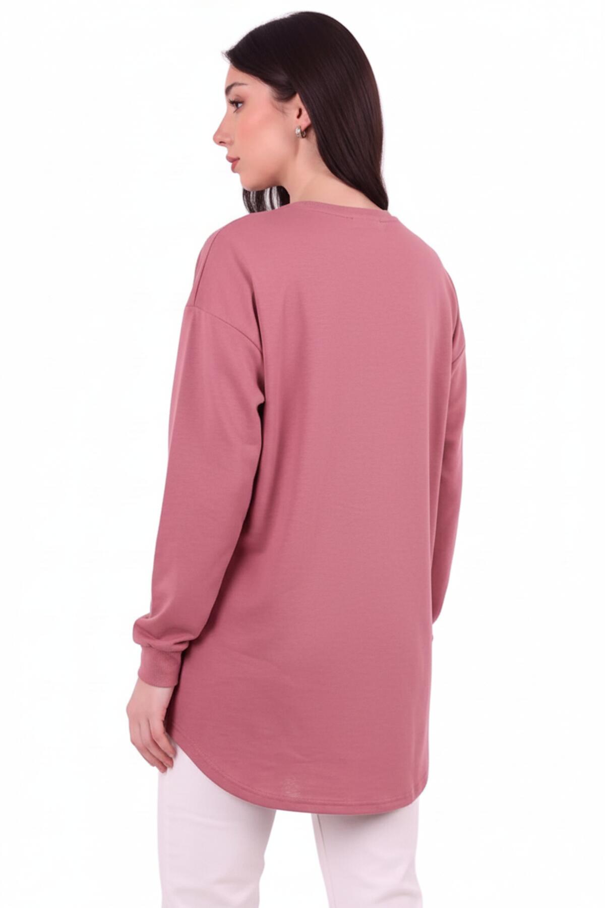 Kadın Eteği Oval 2Iplik Californıa Yazılı Sweat  Pembe