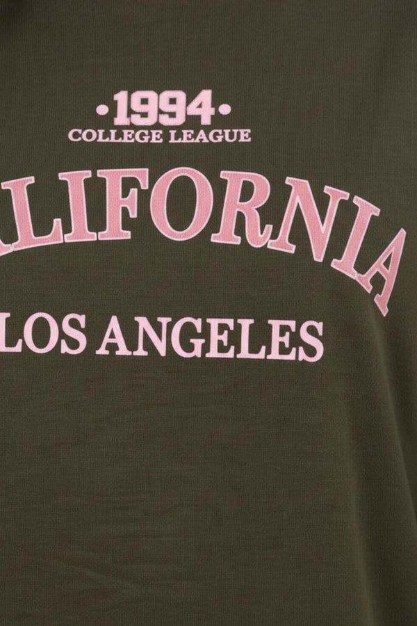 Kadın Eteği Oval 2Iplik Californıa Yazılı Sweat  Haki