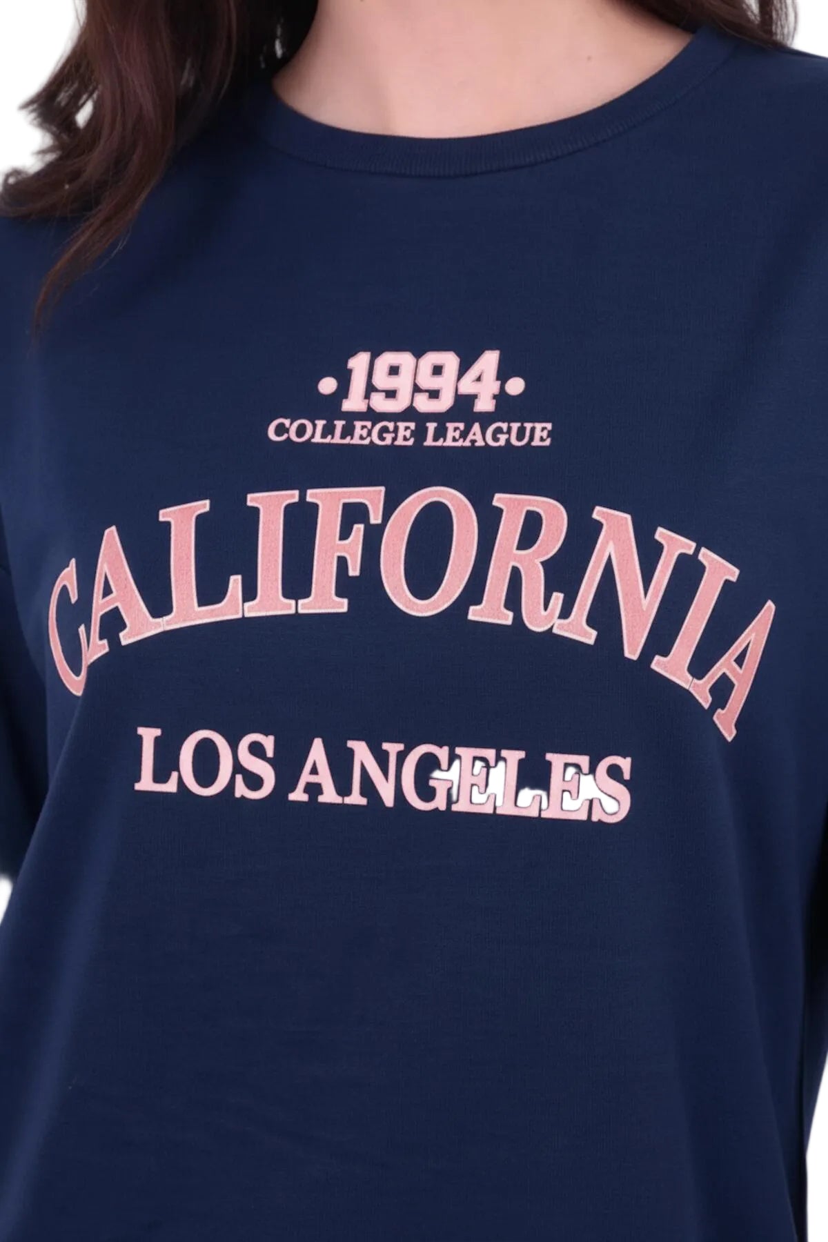 Kadın Eteği Oval 2Iplik Californıa Yazılı Sweat  Lacivert