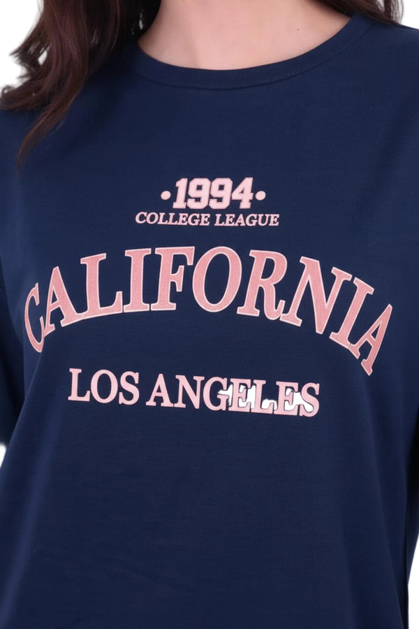 Kadın Eteği Oval 2Iplik Californıa Yazılı Sweat  Lacivert