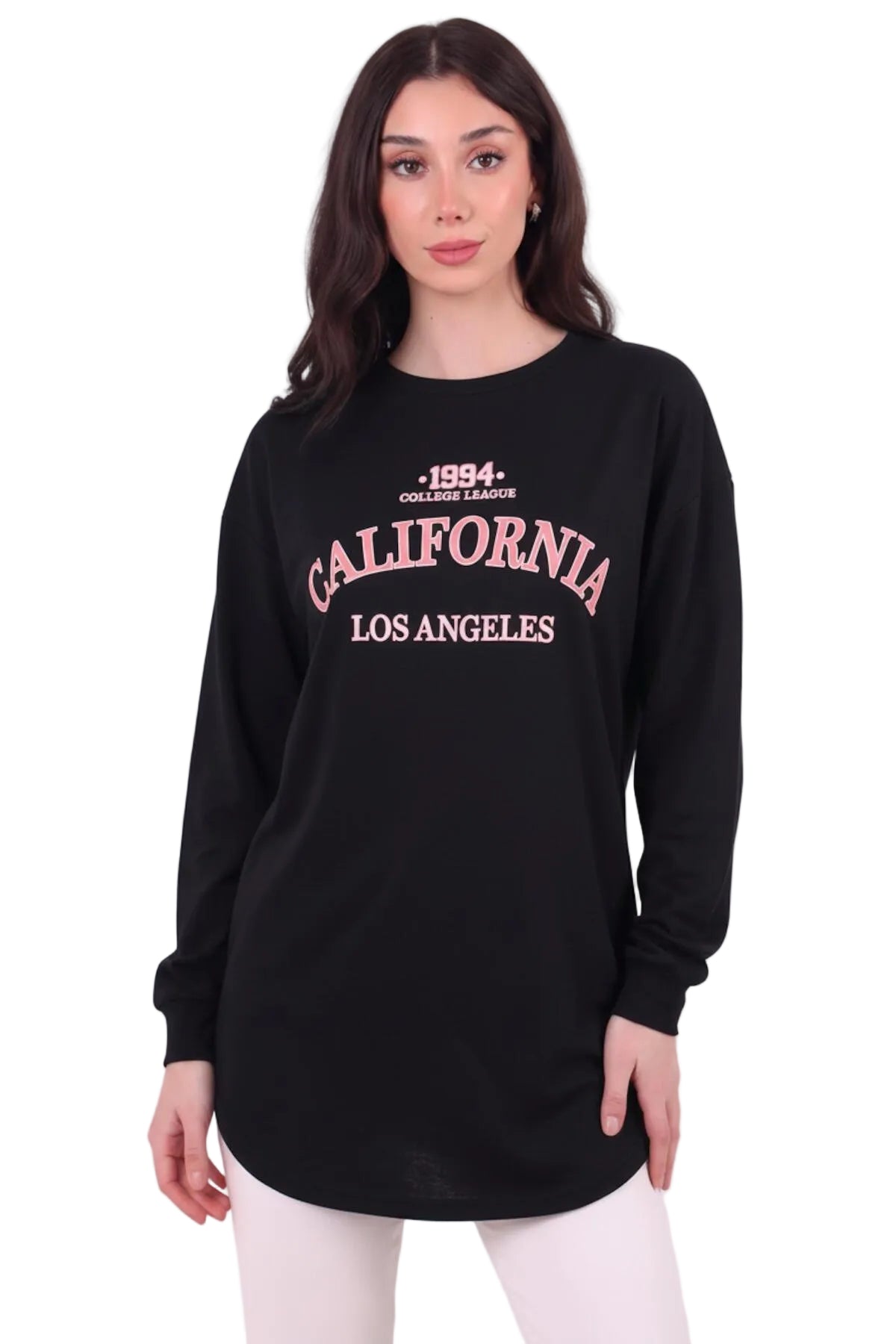 Kadın Eteği Oval 2Iplik Californıa Yazılı Sweat  Siyah